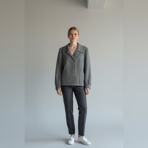 Vintage Center Stage Gray Button-Up Jacket 80s Tailored Blazer L Scandi Minimal
